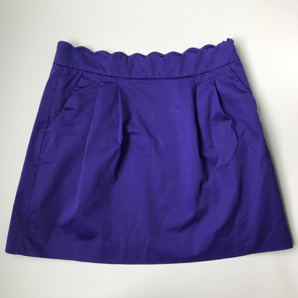 Purple J. Crew Cotton Skirt with Scalloped Waist